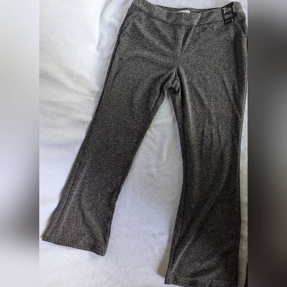 New York & Co 7th Ave Pant Grey Tweed Pattern Bootcut Size L Pull On NWT - Picture 3 of 10